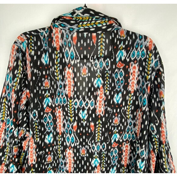 NWT Sami & Jo Blouse Womens 3X Multicolor Ikat Print Button Up Top Southwestern - Picture 8 of 11